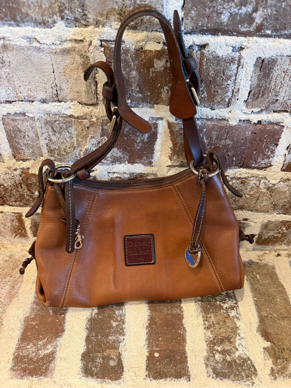 Vintage Dooney & Bourke Brown Leather Shoulder Bag Hobo Purse